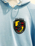80'S FADED BABY BLUE GERMAN MOTOR WORKS PORSCHE SAN CARLOS VINTAGE HOODIE SWEATSHIRT