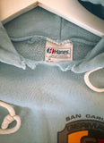 80'S FADED BABY BLUE GERMAN MOTOR WORKS PORSCHE SAN CARLOS VINTAGE HOODIE SWEATSHIRT