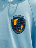 80'S FADED BABY BLUE GERMAN MOTOR WORKS PORSCHE SAN CARLOS VINTAGE HOODIE SWEATSHIRT