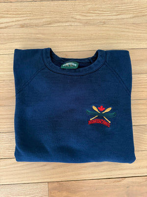 90's NAVY EMBROIDERED BEAVER CANOE VINTAGE SWEATSHIRT