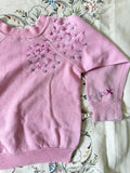 Kids' Faded Pink 80's Hand Embroidered Vintage Sweatshirt - S