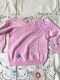 Kids' Faded Pink 80's Hand Embroidered Vintage Sweatshirt - S