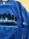 COBALT BLUE 80'S CALIFORNIA PALM TREE WITH MOON VINTAGE SWEATSHIRT - S/M