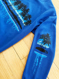 COBALT BLUE 80'S CALIFORNIA PALM TREE WITH MOON VINTAGE SWEATSHIRT - S/M