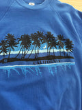 COBALT BLUE 80'S CALIFORNIA PALM TREE WITH MOON VINTAGE SWEATSHIRT - S/M