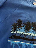 COBALT BLUE 80'S CALIFORNIA PALM TREE WITH MOON VINTAGE SWEATSHIRT - S/M