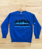 COBALT BLUE 80'S CALIFORNIA PALM TREE WITH MOON VINTAGE SWEATSHIRT - S/M