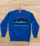 COBALT BLUE 80'S CALIFORNIA PALM TREE WITH MOON VINTAGE SWEATSHIRT - S/M