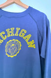 70's MICHIGAN NAVY RAGLAN VINTAGE SWEATSHIRT - M/L