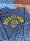 70's MICHIGAN NAVY RAGLAN VINTAGE SWEATSHIRT - M/L
