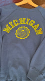 70's MICHIGAN NAVY RAGLAN VINTAGE SWEATSHIRT - M/L