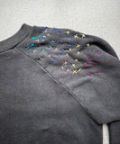 Faded Black 80's Upcycled Hand Embroidered Vintage Sweatshirt