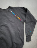 Faded Black 80's Upcycled Hand Embroidered Vintage Sweatshirt