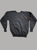 Faded Black 80's Upcycled Hand Embroidered Vintage Sweatshirt