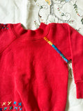 Red Baby 80's Hand Embroidered Vintage Sweatshirt - XS