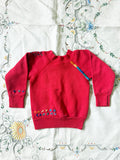 Red Baby 80's Hand Embroidered Vintage Sweatshirt - XS