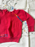 Red Baby 80's Hand Embroidered Vintage Sweatshirt - XS