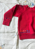 Red Baby 80's Hand Embroidered Vintage Sweatshirt - XS