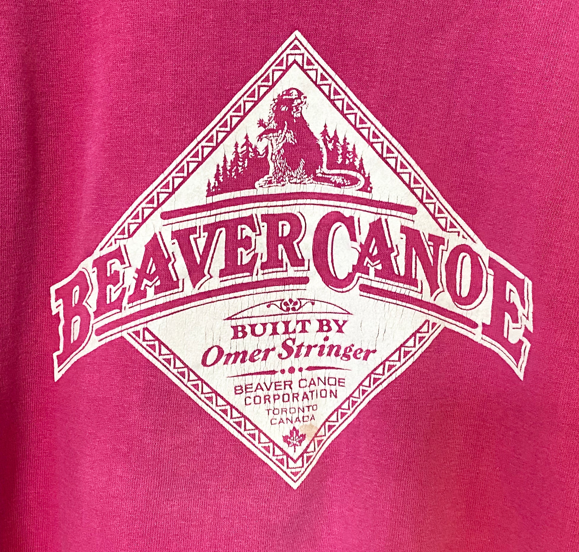 HOT PINK 80's BEAVER CANOE OMER STRINGER VINTAGE SWEATSHIRT