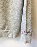 Upcycled Cherry Blossom Pink + Gray Hand Embroidered Vintage Sweatshirt