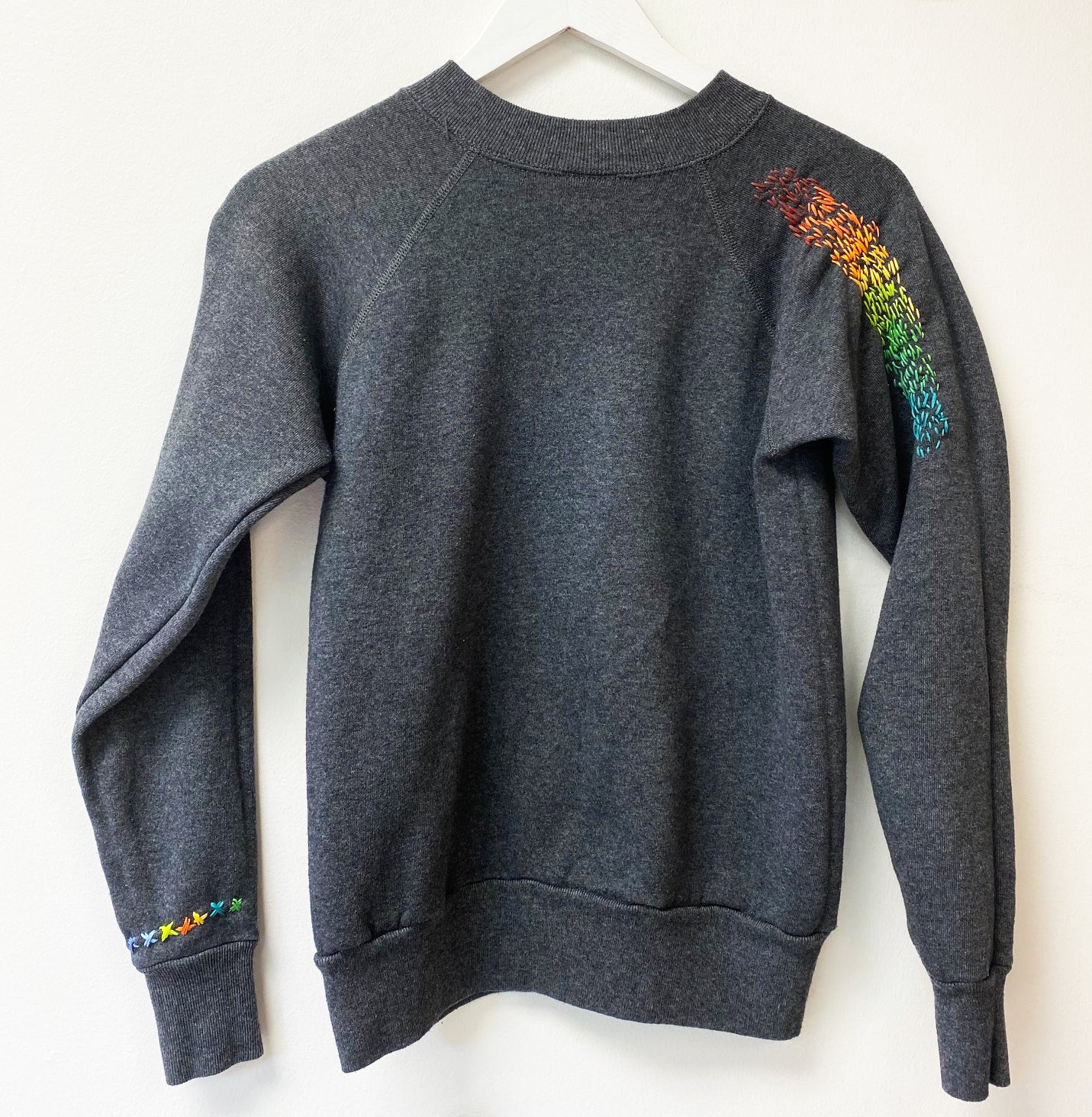 Rainbow Hand Embroidered Vintage Sweatshirt