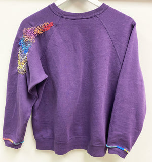 Hawaii Purple Hand Embroidered Vintage Sweatshirt