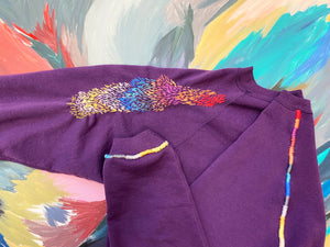 Hawaii Purple Hand Embroidered Vintage Sweatshirt