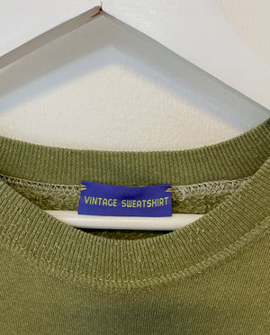 Military Green Hand Embroidered Vintage Sweatshirt