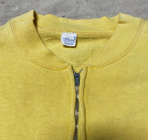 RARE! 60's FADED LEMON-YELLOW NORWICH ZIP UP VINTAGE SWEATSHIRT