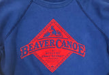 RARE! 80's ROYAL BLUE + RED FLOCKED BEAVER CANOE OMER STRINGER VINTAGE SWEATSHIRT