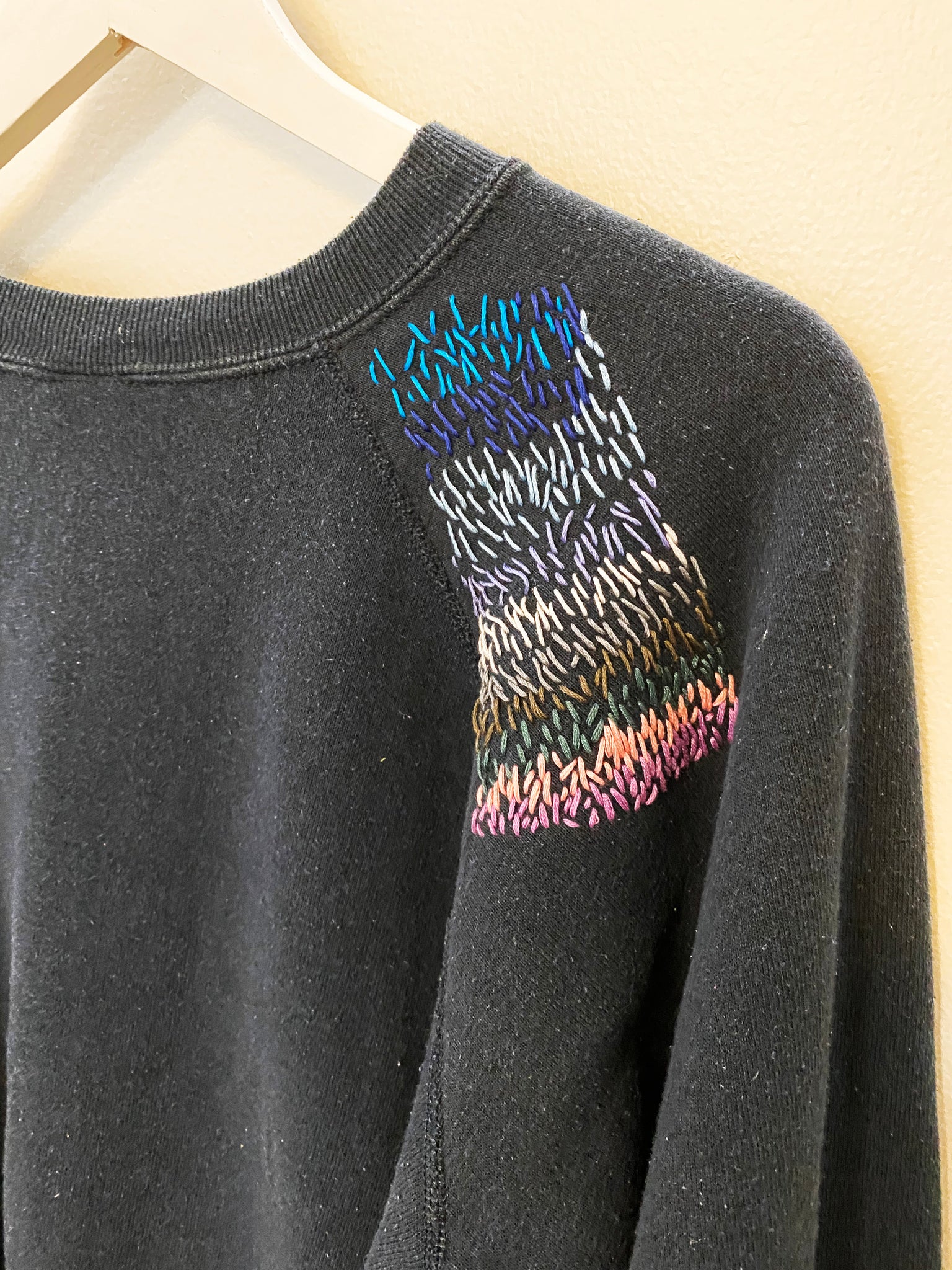 Upcycled Navy Hand Embroidered Vintage Sweatshirt